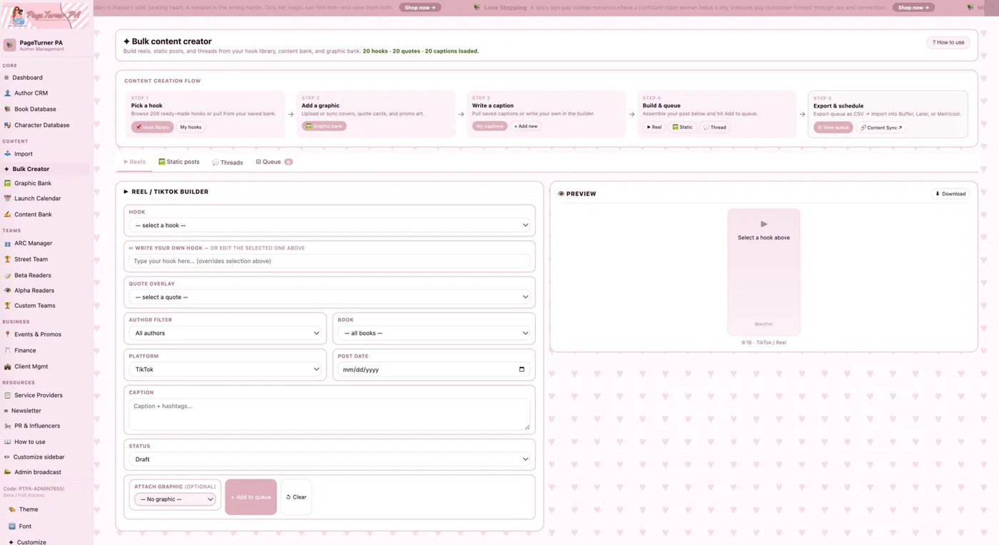 PageTurner PA bulk content creator
