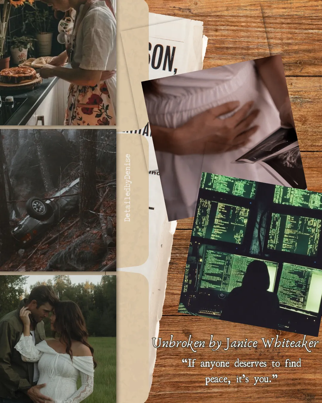 Unbroken aesthetic board with the quote: If anyone deserves to find peace, it's you.