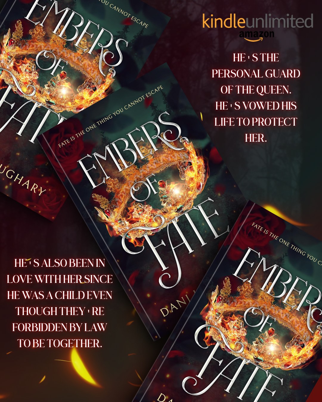 Embers of Fate character teaser with Kindle Unlimited badge for Dani Loughary