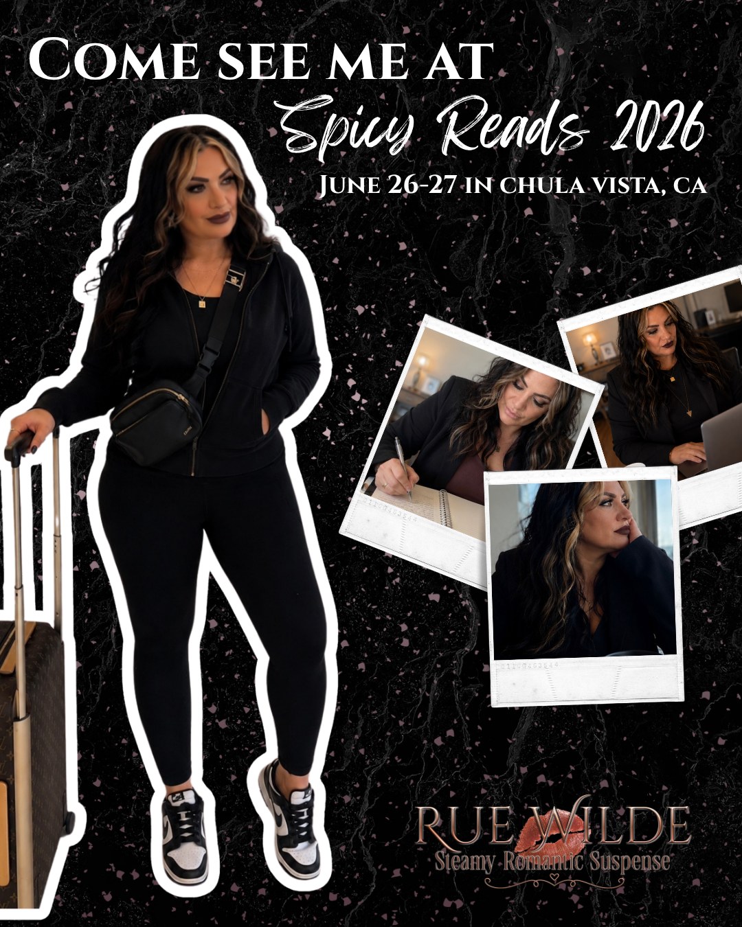 Spicy Reads 2026 event announcement graphic for Rue Wilde